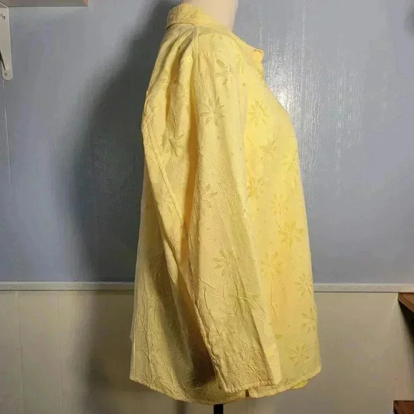 CJ Banks Size X Bright Yellow Semi Sheer Floral 3/4 Sleeve Blouse & Tank Top Set - Picture 4 of 11